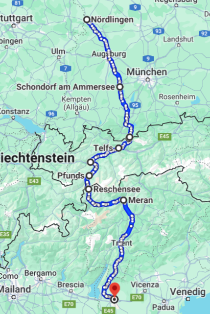 Strecke Alpenüberquerung